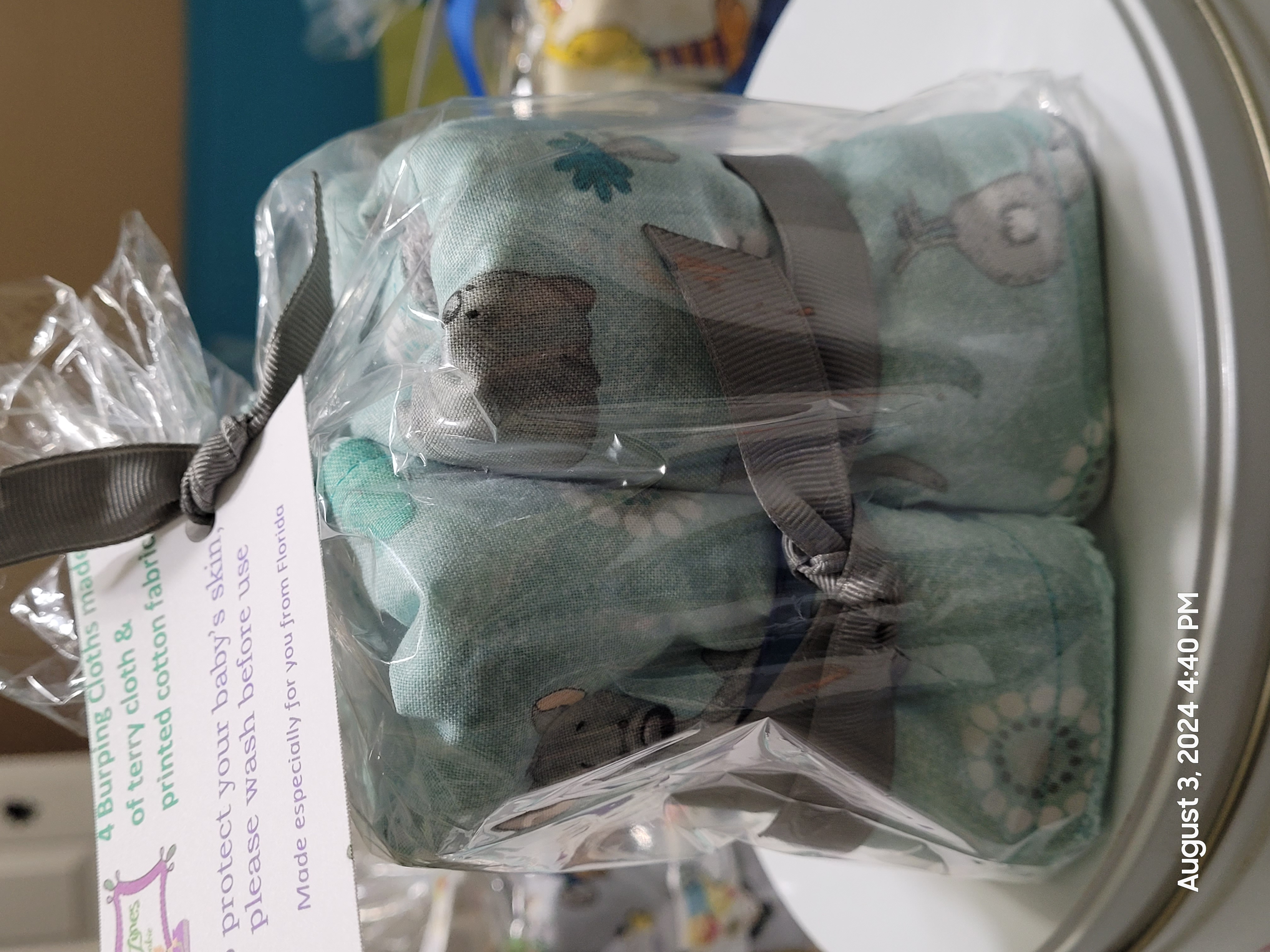 Mint green handmade baby gift set